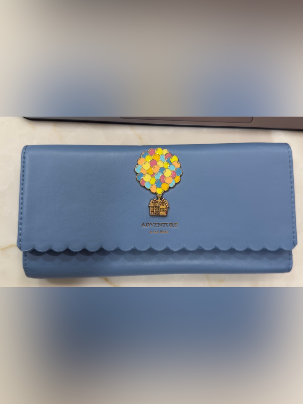 Loungefly Pixar UP Wallet Light Blue Scalloped Wallet with Gold Hardware